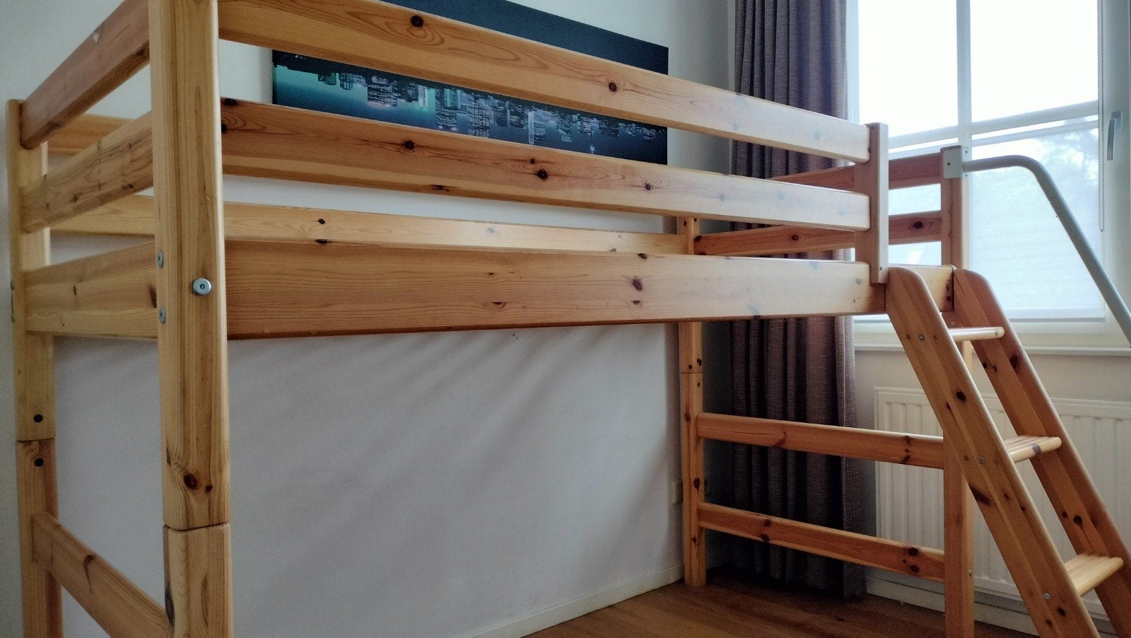 Flexa Halfhoogslaper met trap (kinder bed), Ophalen, Gebruikt, 90 cm, Eenpersoons