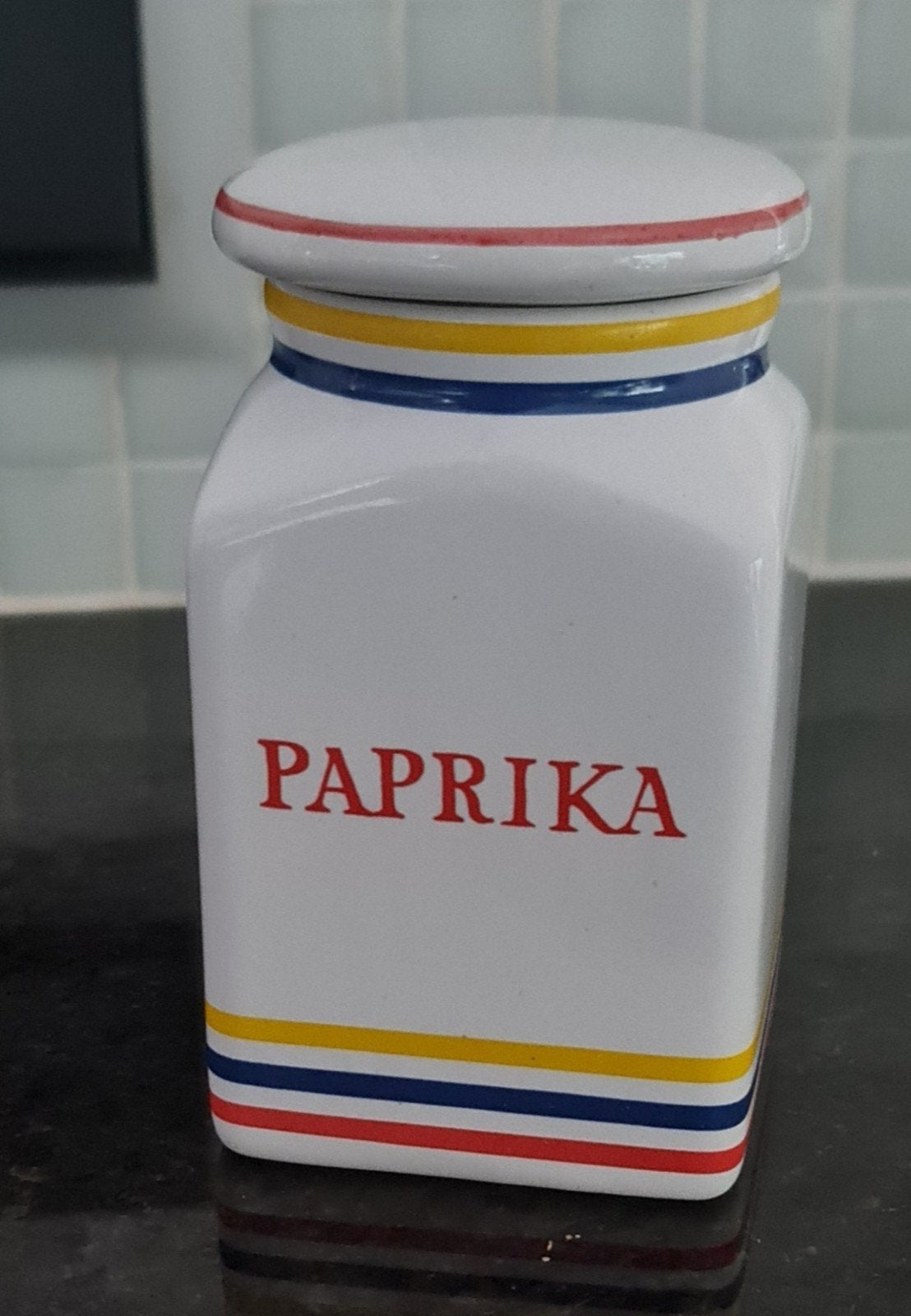 Vintage Kruidenpotje Paprika, Gebruikt, Ophalen of Verzenden, Voorraadpot, Steen/keramiek