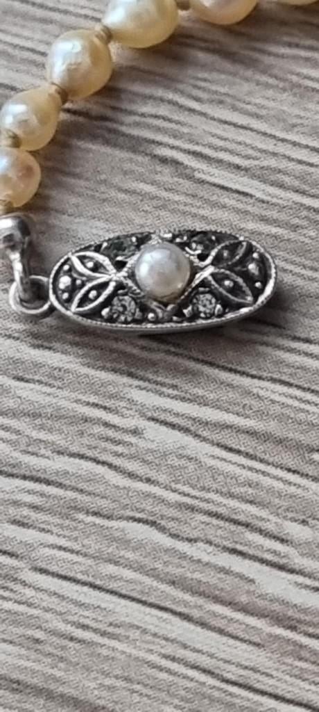 Parelketting 935 zilver, Gebruikt, Overige kleuren, Ophalen of Verzenden, Met edelsteen