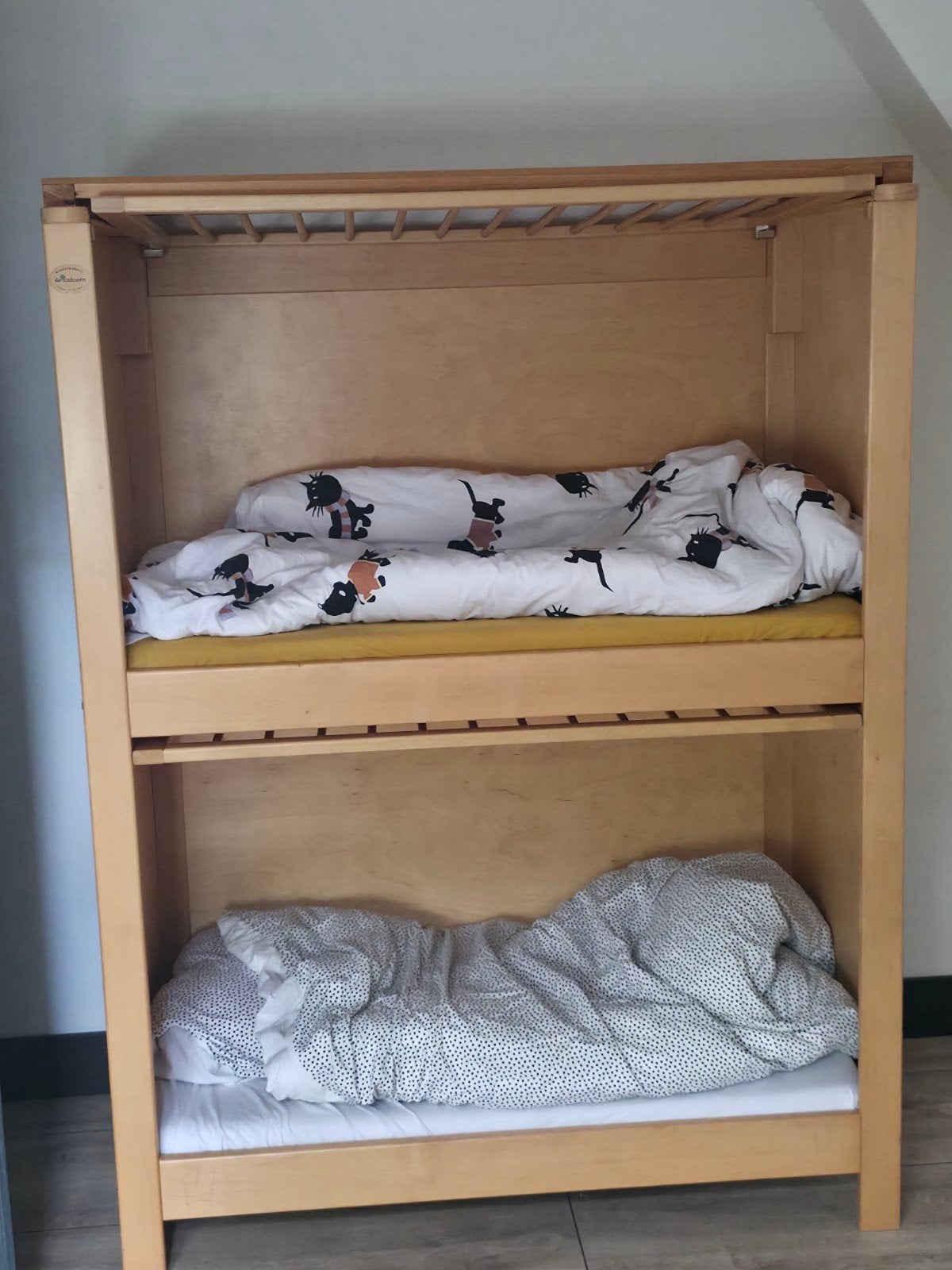 Duobedje, Kinderen en Baby's, Kinderkamer | Bedden, Ophalen, Gebruikt, 180 cm of meer, 85 tot 100 cm