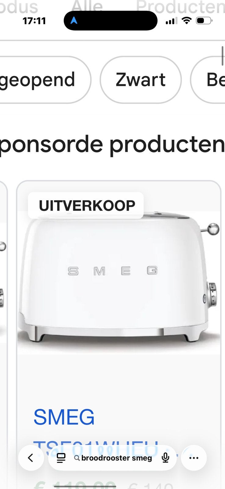 Smeg broodrooster wit, Witgoed en Apparatuur, Broodroosters, Ophalen, Zo goed als nieuw