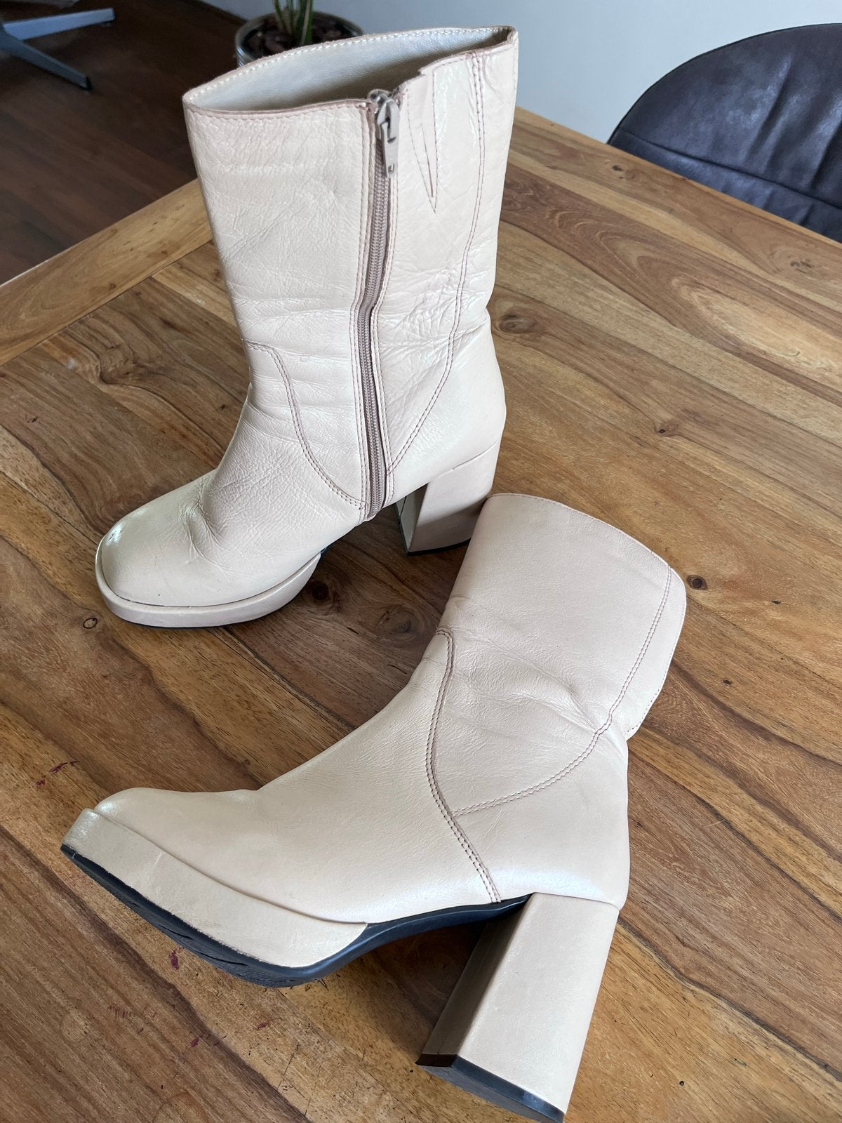 Omoda leren laarzen maat 40, Beige, Lage of Enkellaarzen, Ophalen of Verzenden, Zo goed als nieuw