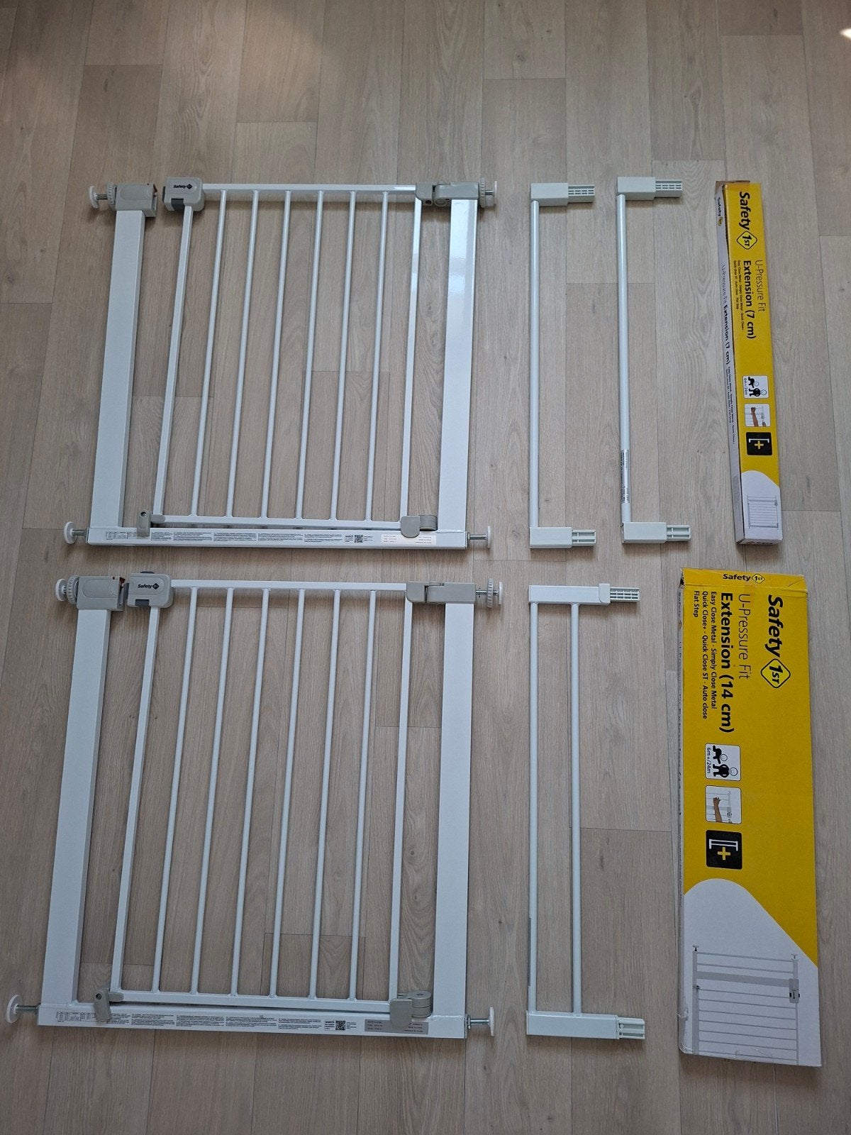 Safety 1st Klemrekjes / complete set + 3 verlengstukken, Ophalen, 100 tot 115 cm, Zo goed als nieuw, Klemhekje