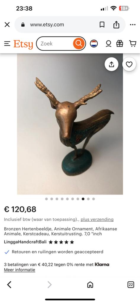 Mooi brons heert beeldje, Verzamelen, Ophalen of Verzenden, Zo goed als nieuw, Dier