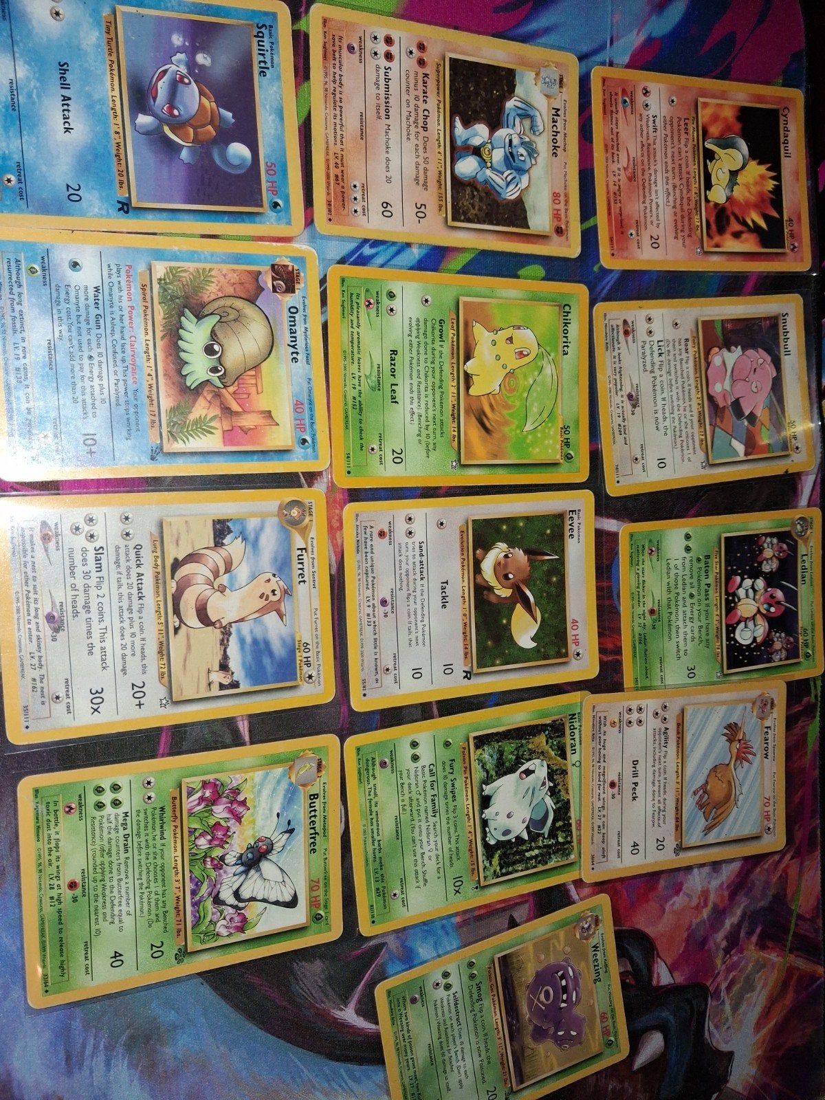 13 Pokémon kaarten Base set 1995 - Vintage pokemon Collectie, Ophalen of Verzenden, Zo goed als nieuw, Meerdere kaarten, Foil