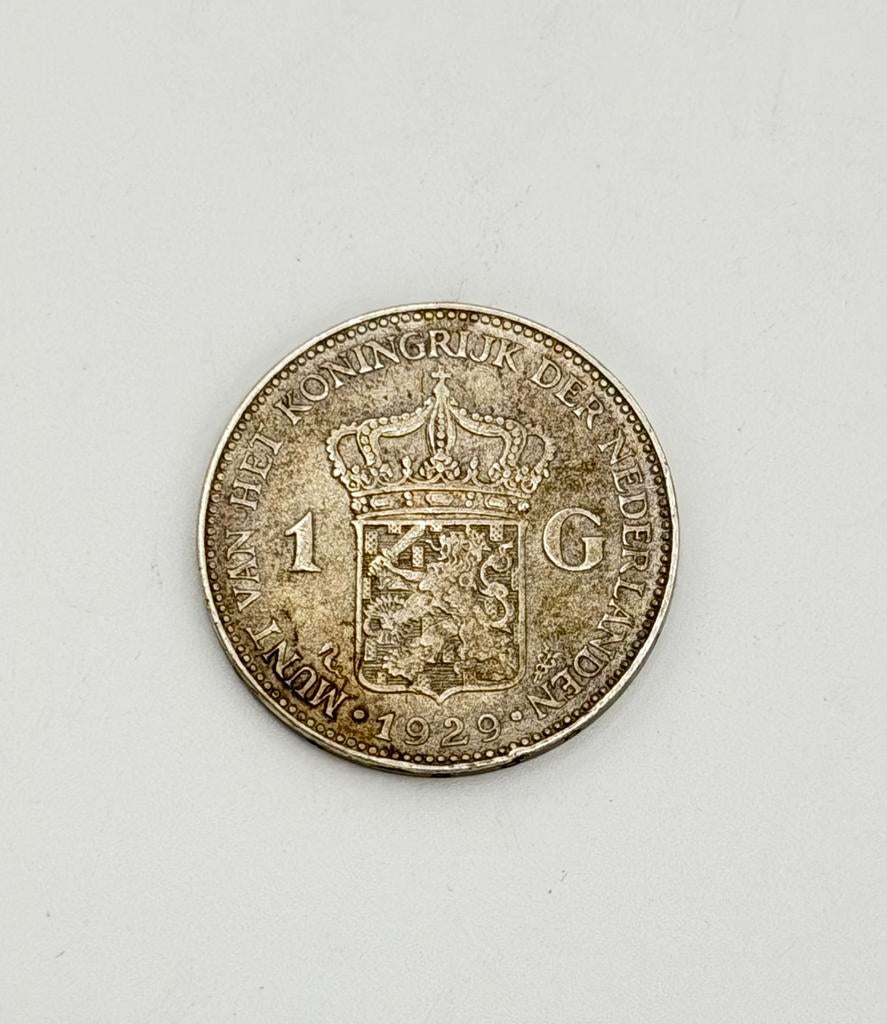 Zilveren 1 Gulden 1929 Wilhelmina Nederland, Postzegels en Munten, Munten | Nederland, Ophalen of Verzenden, Koningin Wilhelmina