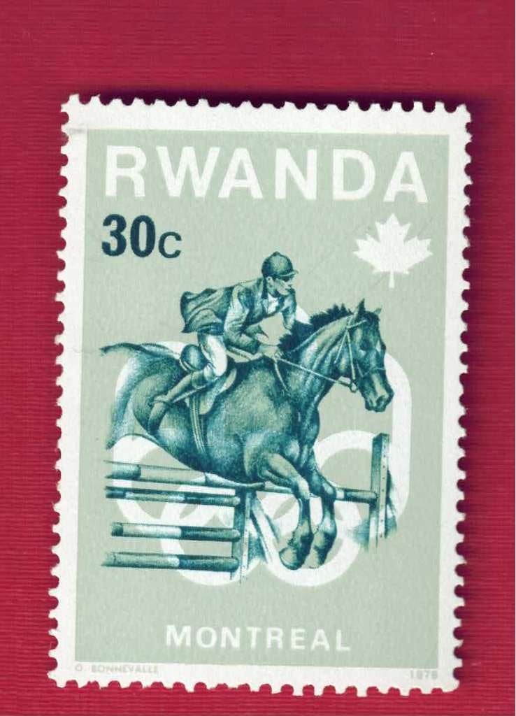 Fauna - Dieren - Paarden - Rwanda - 30c - Ol.Sp.Montreal -pf, Ophalen of Verzenden, Postfris, Dier of Natuur