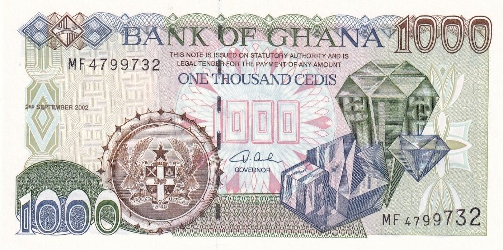 Ghana 1000 cedis 2-9-2002, Postzegels en Munten, Bankbiljetten | Afrika, Verzenden, Overige landen, Los biljet
