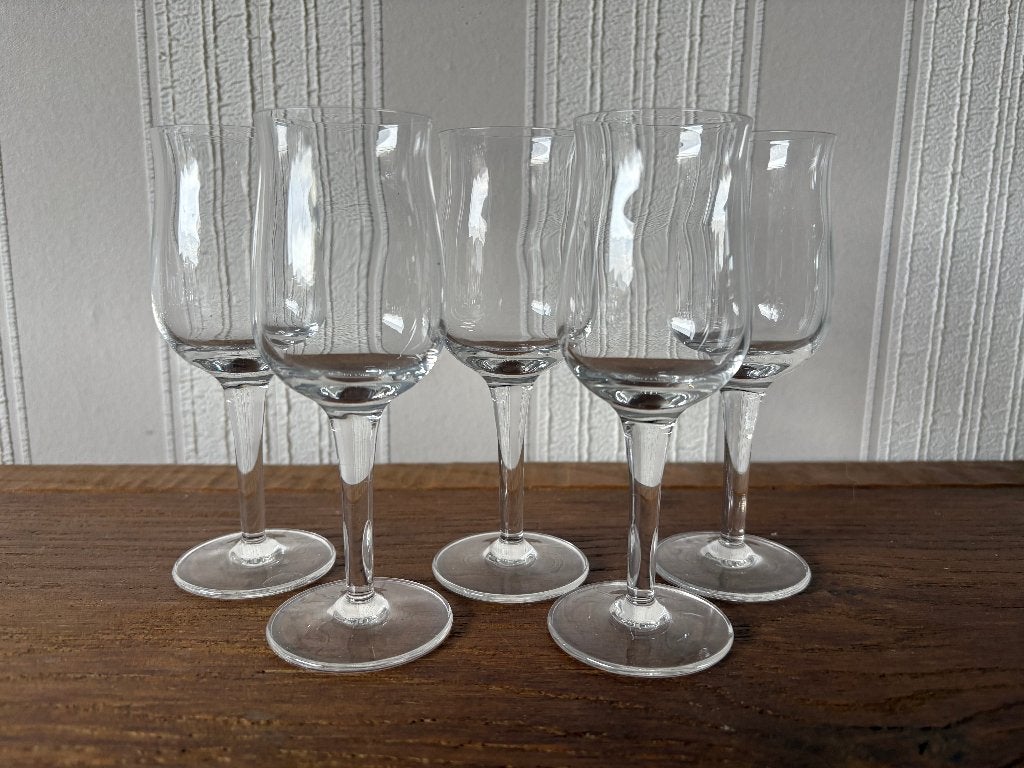 Set van 5 vintage likeurglazen op steel – Digestief, Ophalen of Verzenden, Nieuw, Overige typen