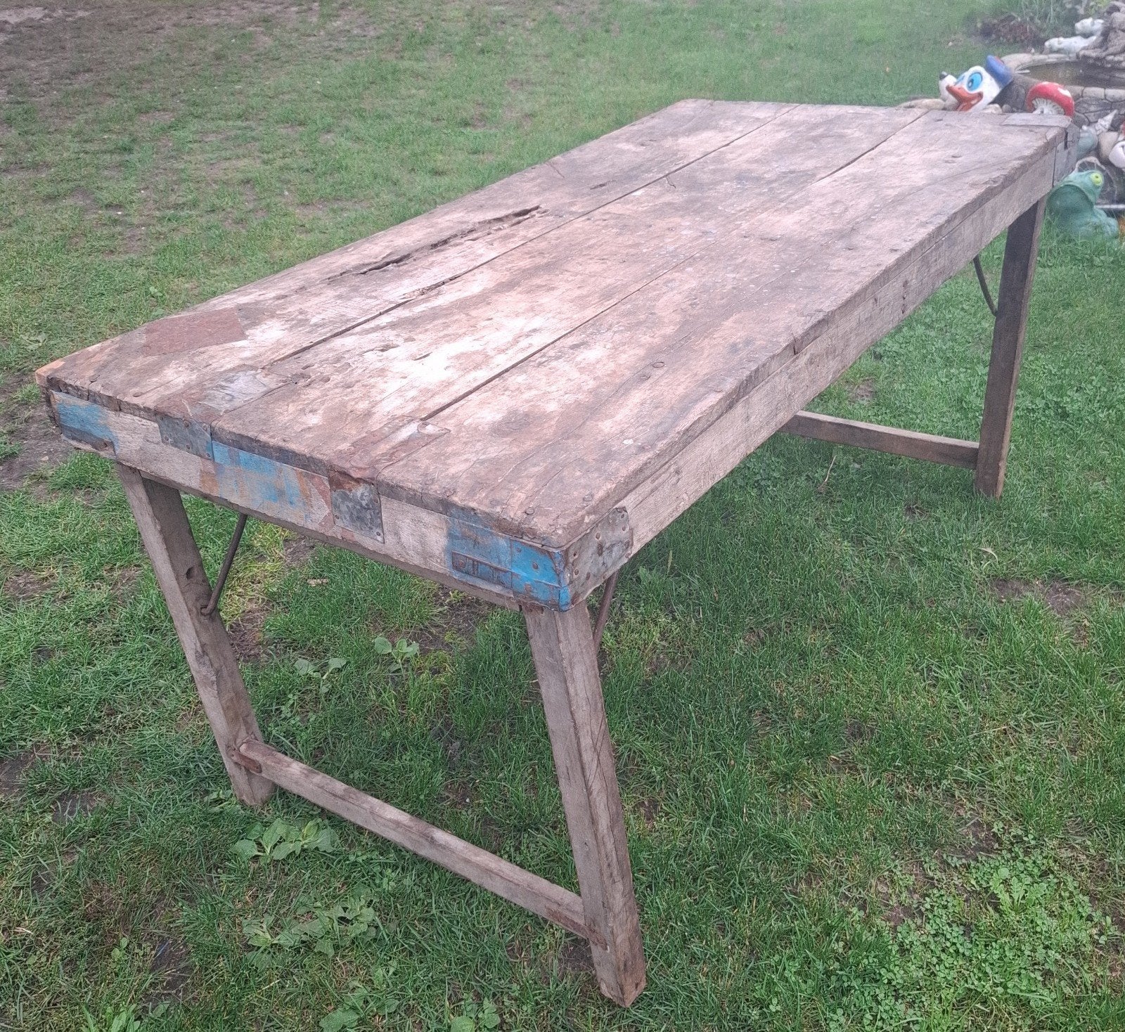 Vintage houten klaptafel - robuust en karaktervol, Ophalen