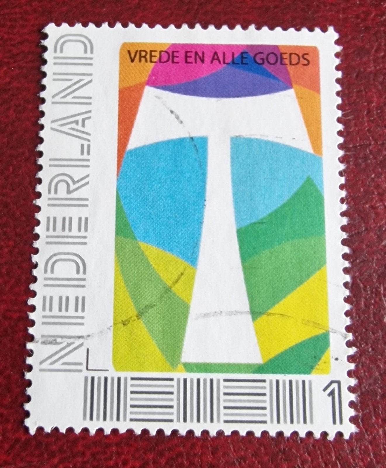 kv946 persoonlijke  postzegel 'Vrede en alle goeds' (Na 1940, Ophalen of Verzenden, Na 1940, Gestempeld