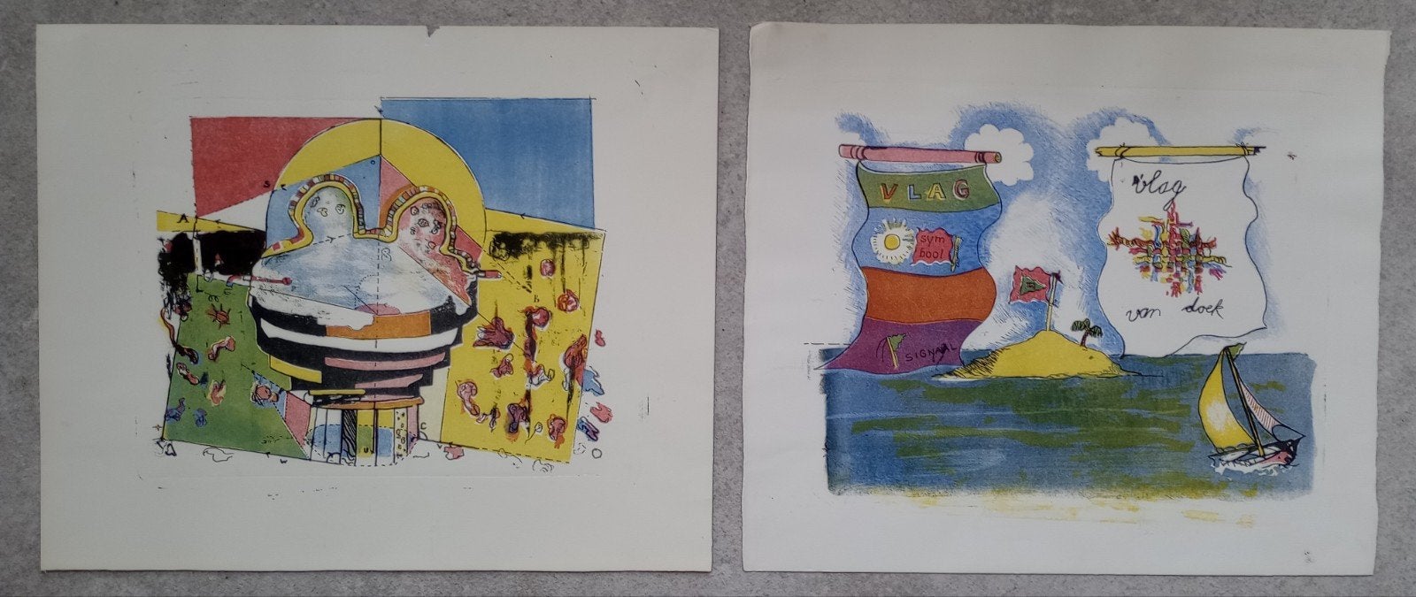 2 kleurrijke lithos, Ophalen