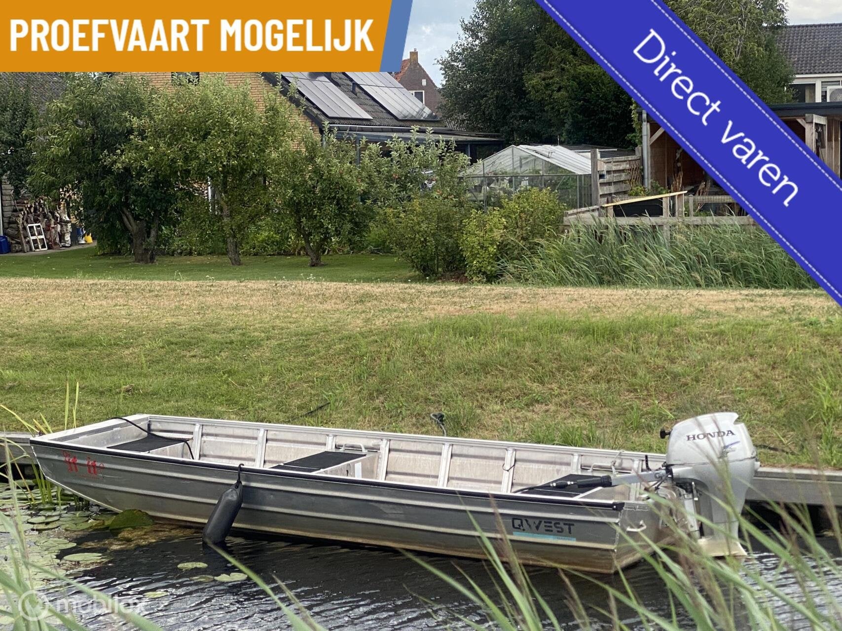 Qwest aluminium platbodem met Honda 8 PK 4 takt / Trailer, Watersport en Boten, Vis- en Consoleboten, Benzine, Tot 10 pk