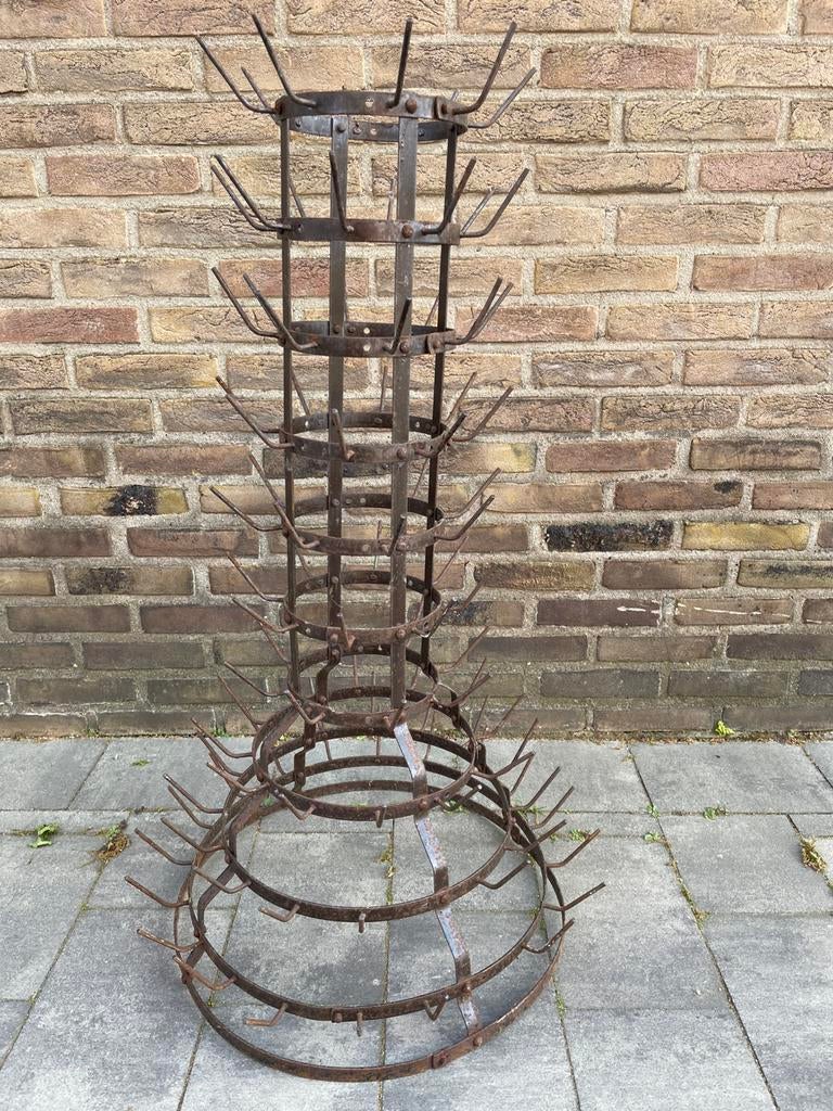 Groot vintage flessendroogrek / flessenboom  100cm antiek, Huis en Inrichting, Woonaccessoires | Wijnrekken, Ophalen, Gebruikt