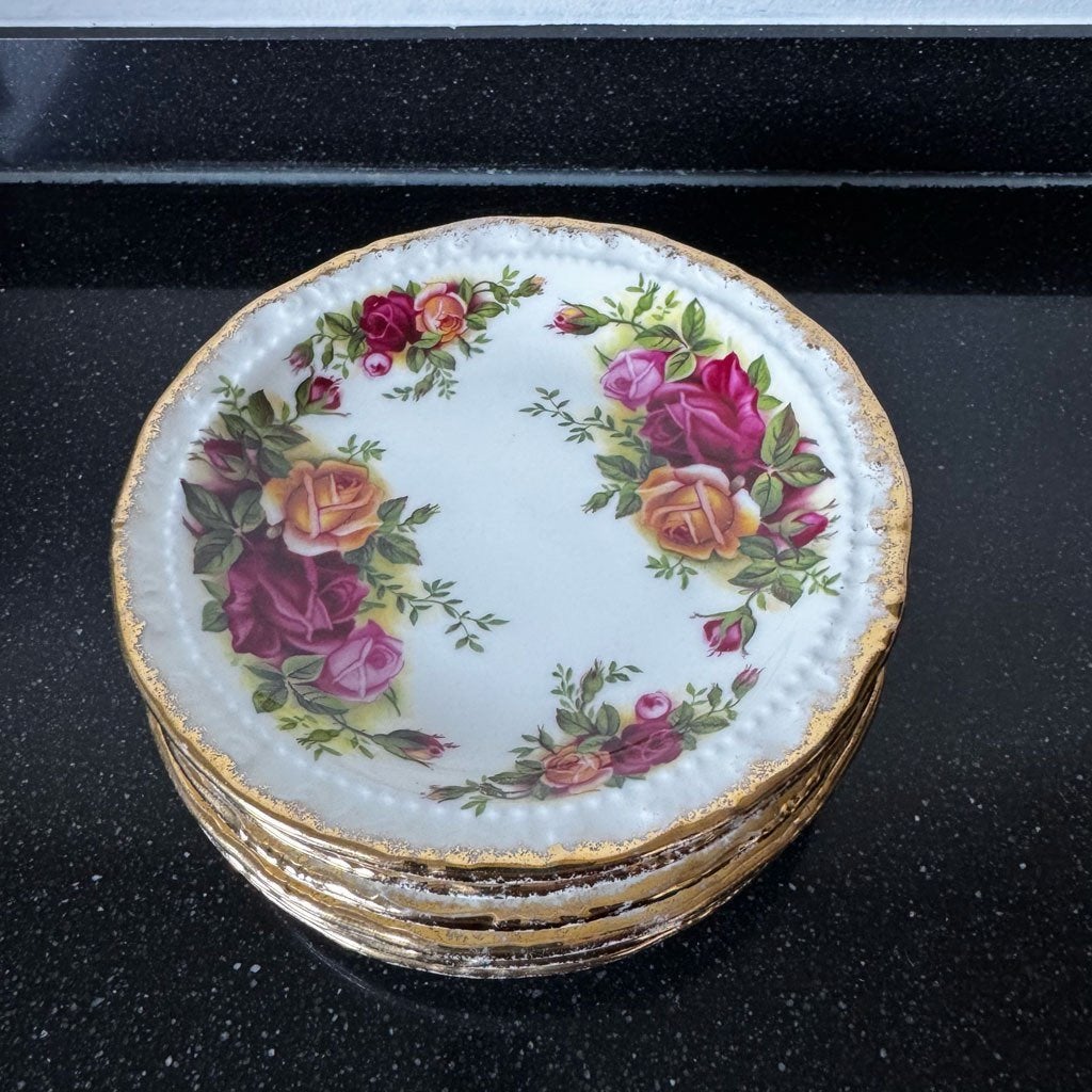 Royal Albert Old Country Rose - 6 petit four schaaltjes, Ophalen of Verzenden