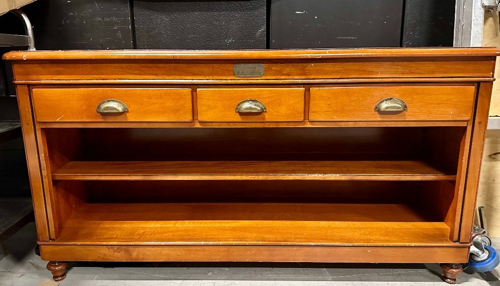 Antiek houten open dressoir met lades, Met plank(en), Gebruikt, 100 tot 150 cm, Klassiek, Antiek
