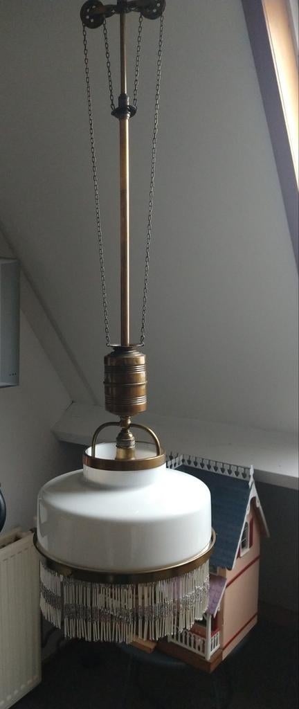 Unieke omgebouwde gaslamp - Antieke hanglamp, Ophalen of Verzenden