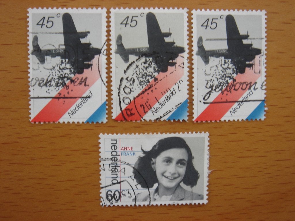 Bezetting en Bevrijding 4x  NVPH 1198 en 1199, Ophalen of Verzenden, Na 1940, Gestempeld