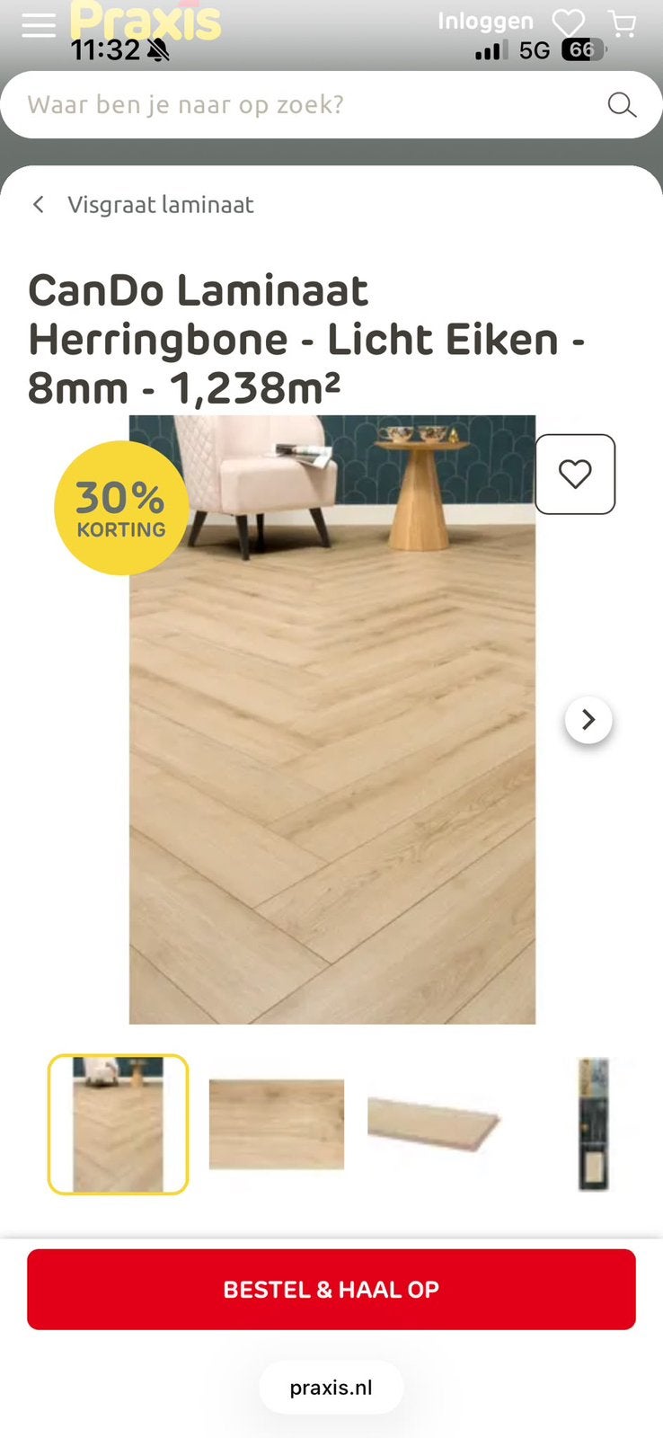 Visgraat vloer  ( ongeveer 6/7 m3 ), Ophalen, 50 tot 150 cm, Zo goed als nieuw, 10 m² of meer