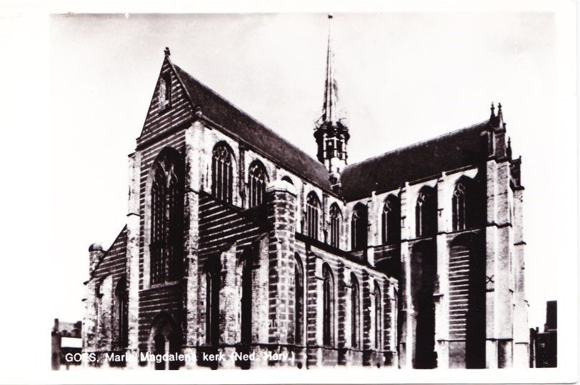 Goes Maria Magdalena kerk Ongelopen ansichtkaart (B1999, Ophalen of Verzenden, 1960 tot 1980, Ongelopen, Zeeland