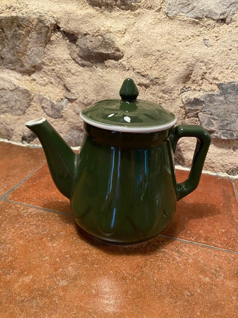 Brocante diepgroene theepot, Ophalen of Verzenden