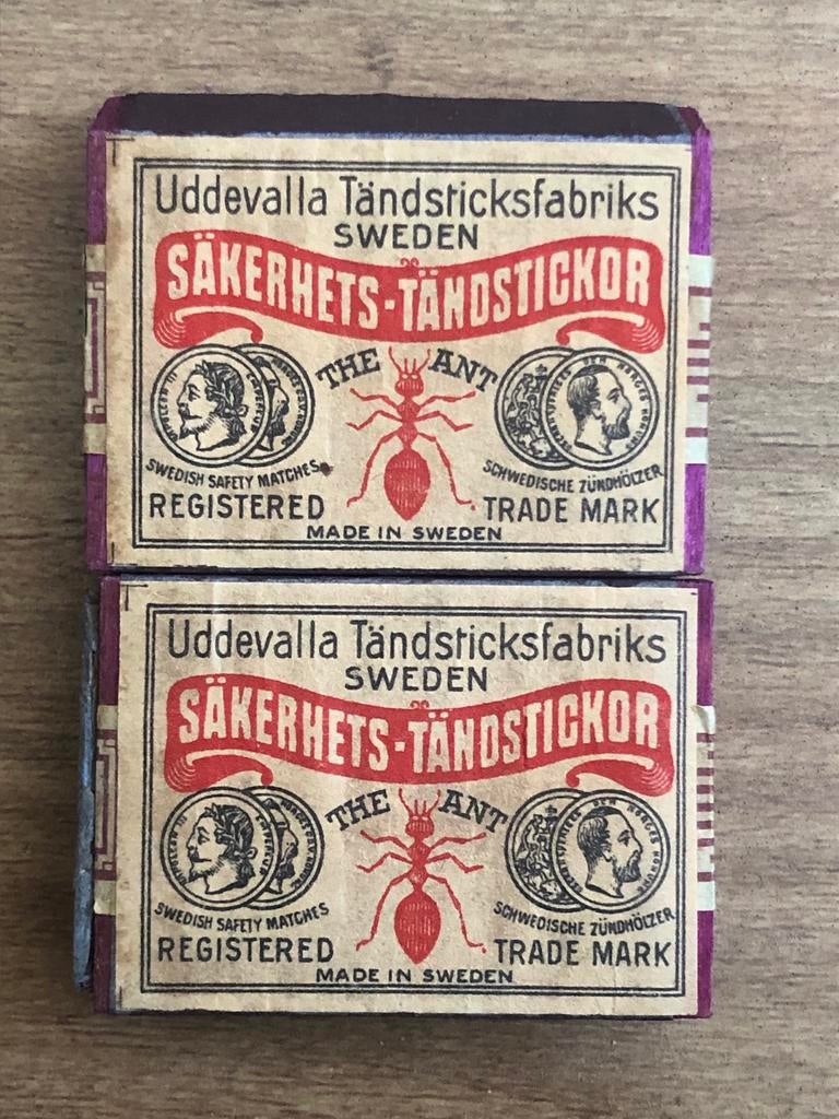 100 jaar oude luciferdoosjes uit Zweden, Ophalen of Verzenden, Gebruikt