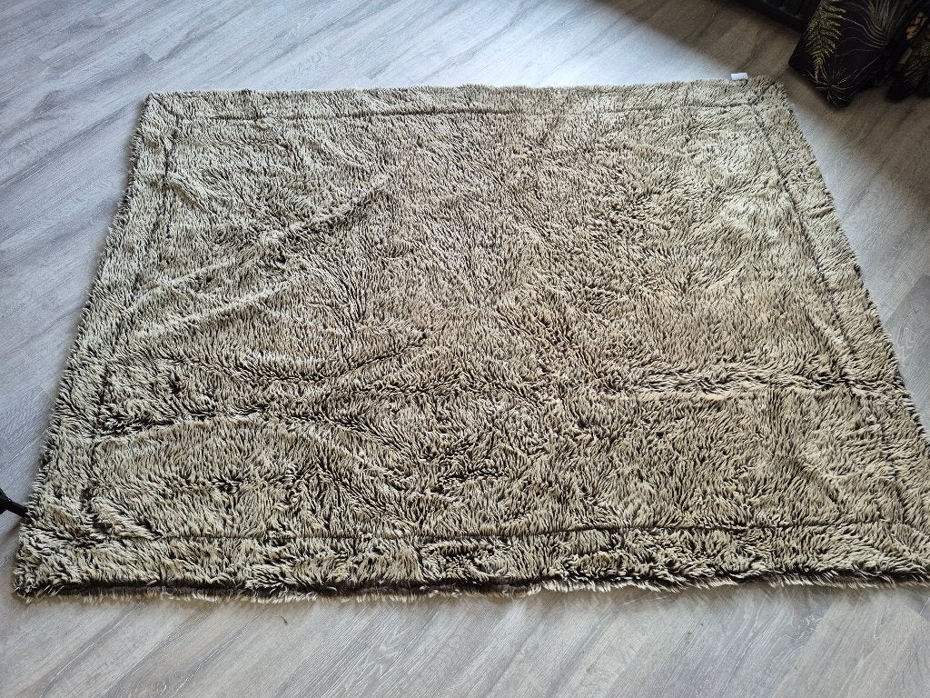 Grijs / taupe hoogpolige fleeceplaid, 120 cm, Ophalen of Verzenden, Zo goed als nieuw, Polyester