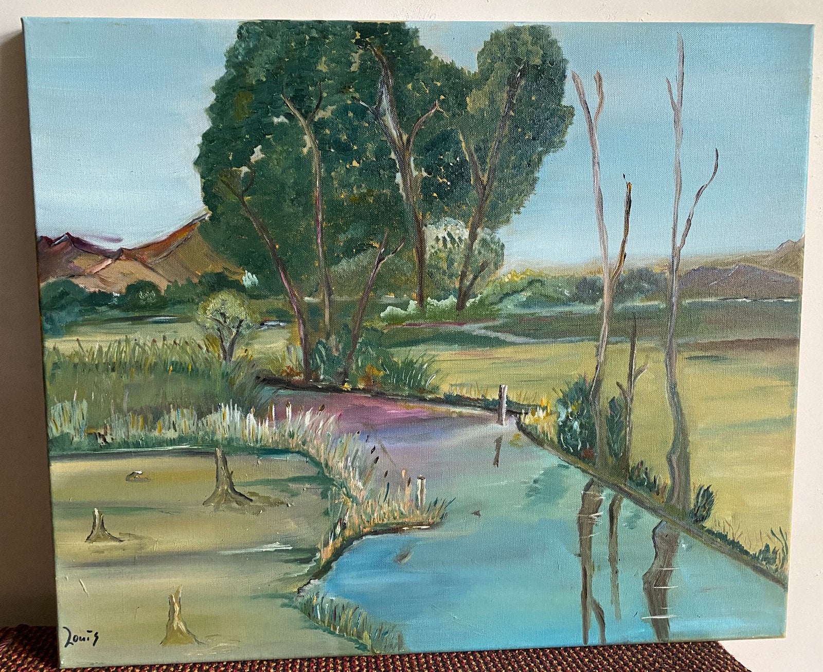 Landschap met rivier, Ophalen of Verzenden