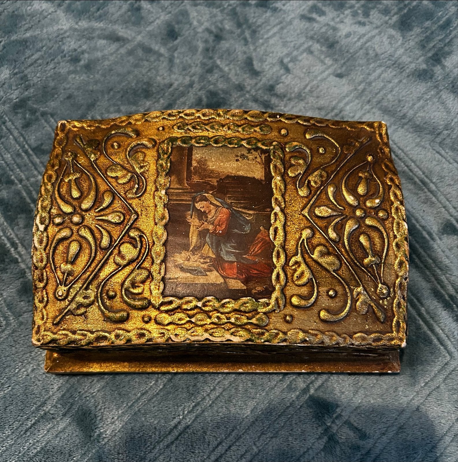 Vintage goudkleurig Florentijns kistje, Antiek en Kunst, Ophalen of Verzenden