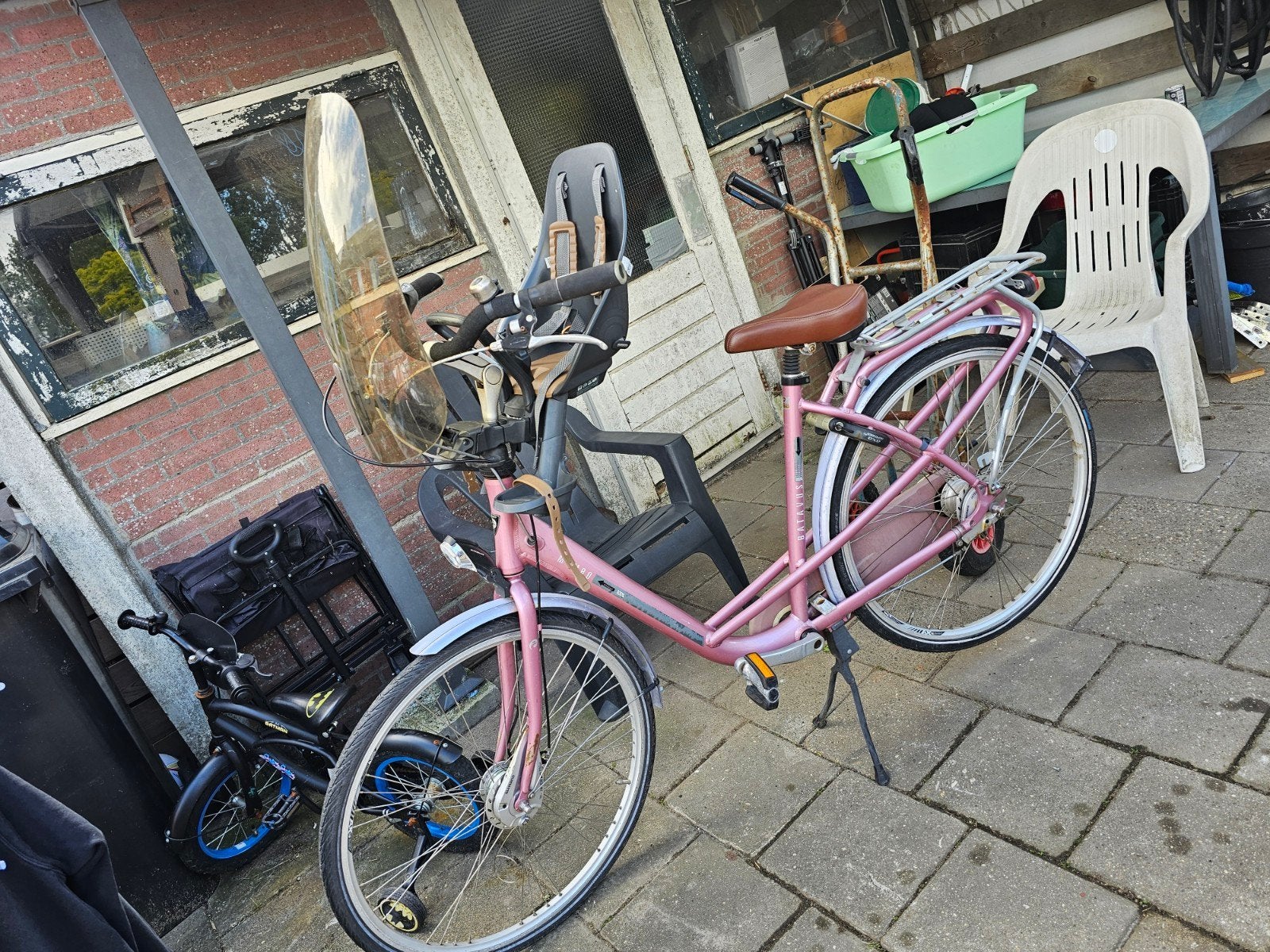 Roze fiets met kinderzitje - Gebruikt, Fietsen en Brommers, Fietsen | Dames | Damesfietsen, Ophalen, Gebruikt, Overige merken
