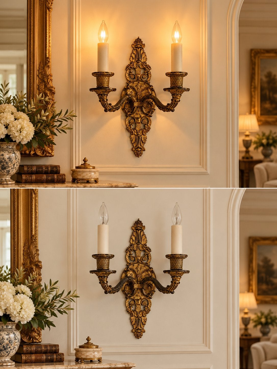 Lodewijk XVI Antieke vergulde wandlamp – Franse stijl, Ophalen of Verzenden