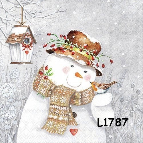 Servetten decoupage/b. journal * sneeuwpop roodborst L1787, Verzenden, Nieuw