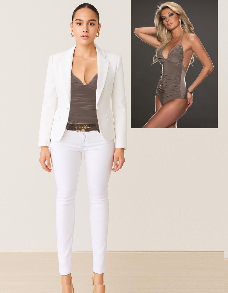 NIEUW Body Top glanzend polyester, Fossil bruin, maat  M/L, Liquid, Ophalen of Verzenden, Bruin, Body of Korset