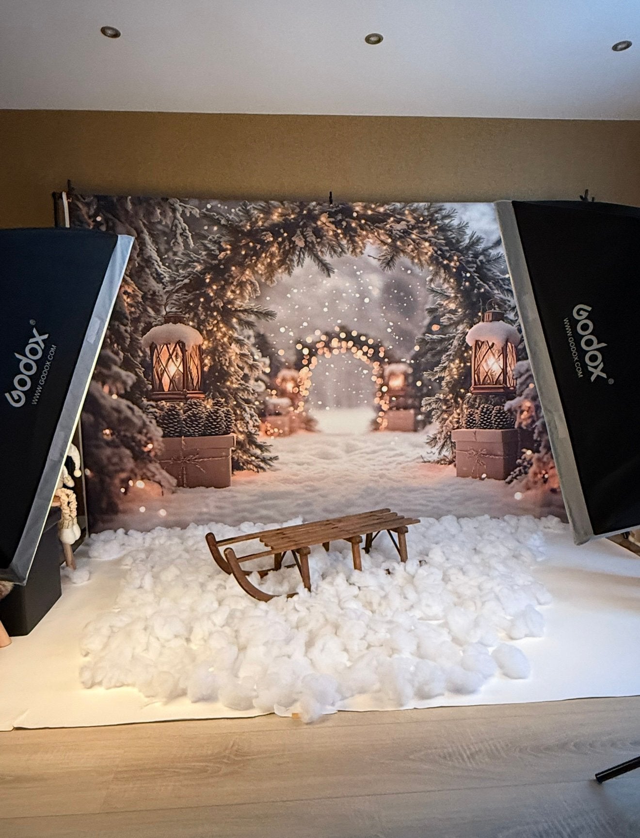 Kerst fotografie achtergrond polyester 300 * 200 cm sneeuw, Ophalen of Verzenden, Zo goed als nieuw