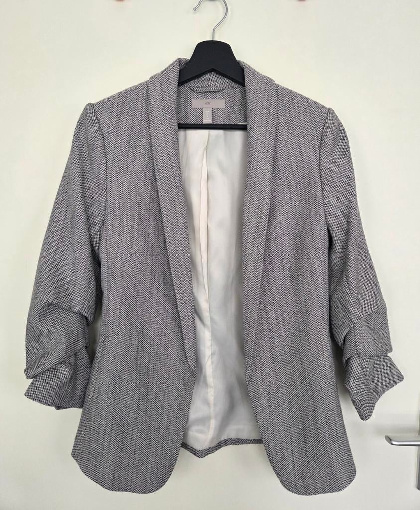 H&M blazer grijs/wit, maat 34, H&M, Ophalen of Verzenden, Zo goed als nieuw, Maat 34 (XS) of kleiner