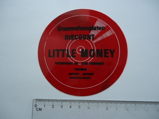 sticker PLAAT vinyl Grammofoon platen little money turnhout, Verzamelen, Stickers, Verzenden, Zo goed als nieuw