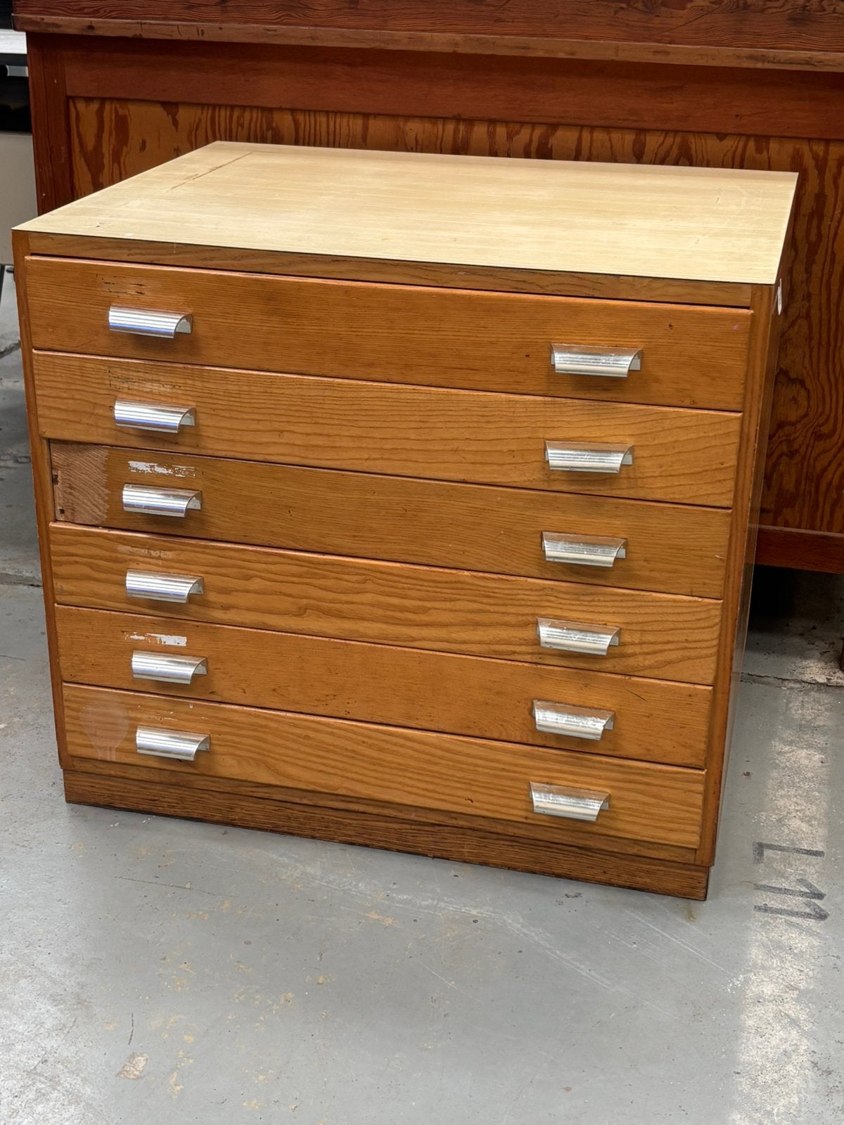 Vintage papierkast / schoolkast, Ophalen, 50 tot 100 cm, Zo goed als nieuw, 3 of 4 laden