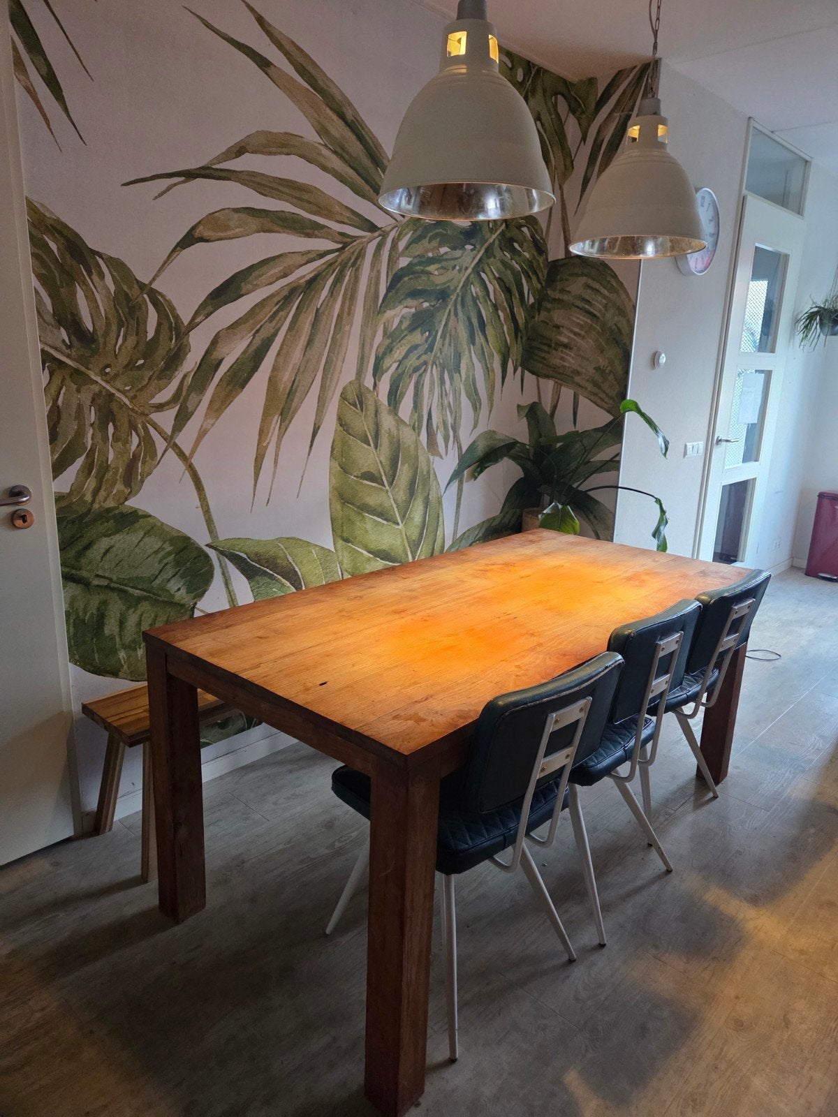 Robuuste houten eettafel - 180x89x79 cm, Huis en Inrichting, Ophalen, Gebruikt, 50 tot 100 cm, 150 tot 200 cm