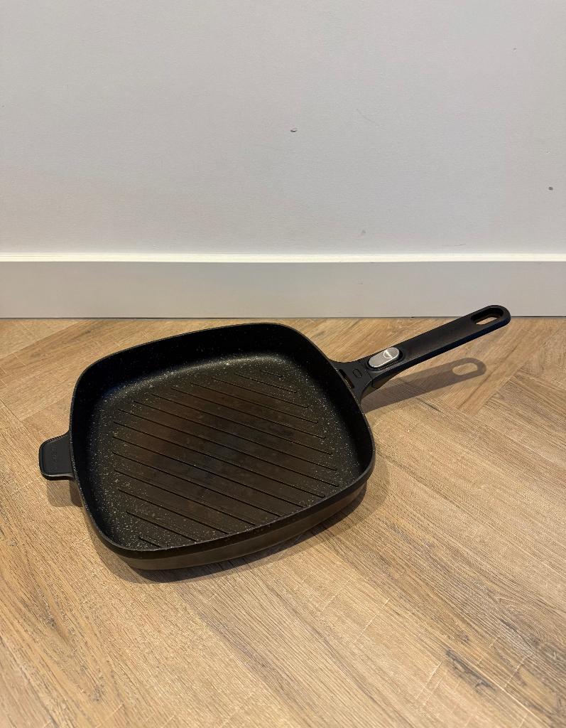 Gebruikt BergHOFF Gem grill pan 29cm los handvat koekenpan, Ophalen of Verzenden, Gebruikt, Rvs