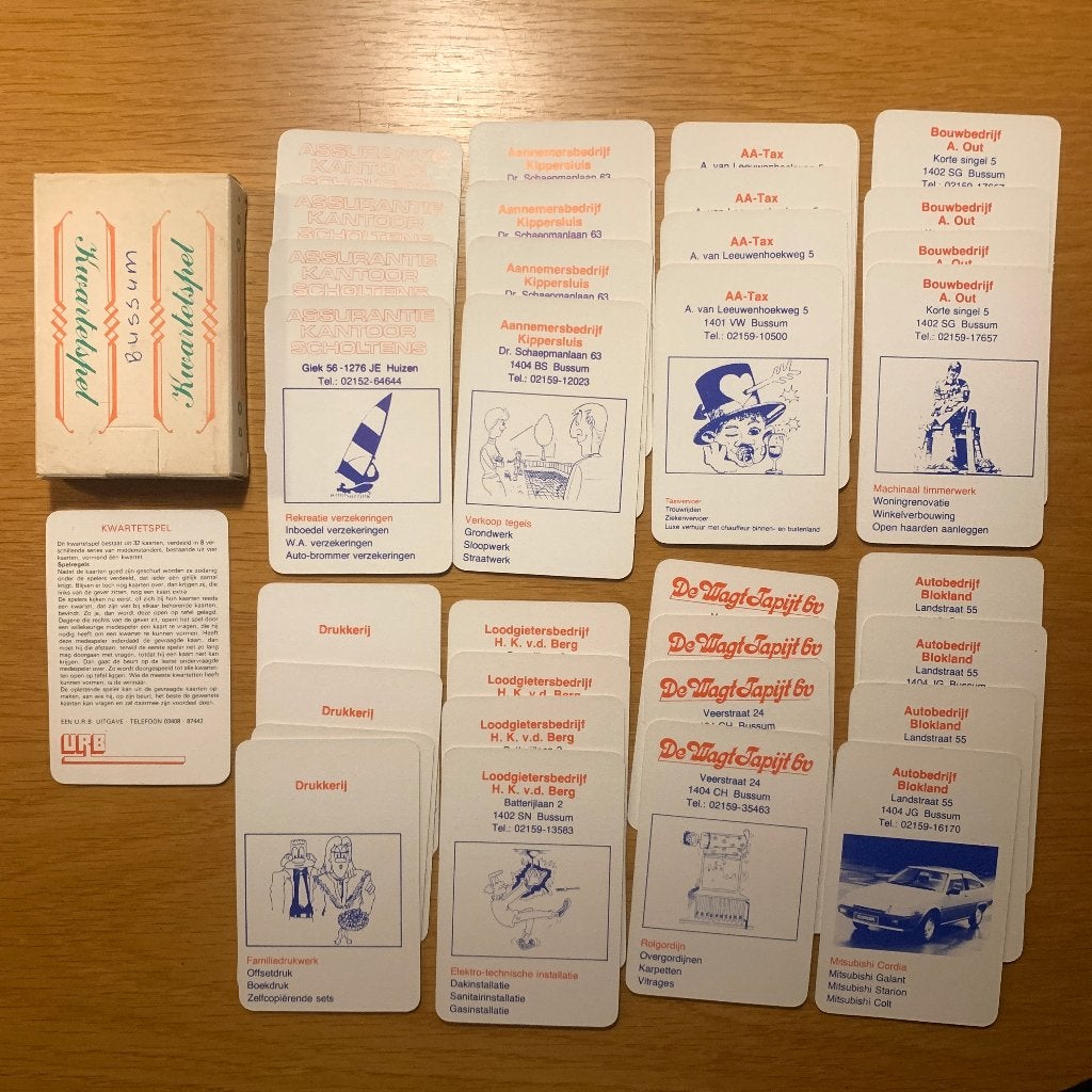 Vintage Kwartetspel Bussum - Lokale Bedrijven, Verzamelen, Speelkaarten, Jokers en Kwartetten, Ophalen of Verzenden, Gebruikt