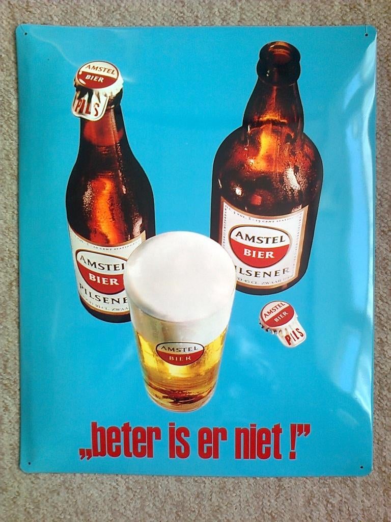 amstel reklame bord 40x50 h, Ophalen of Verzenden, Gebruikt, Reclamebord, Plaat of Schild, Amstel