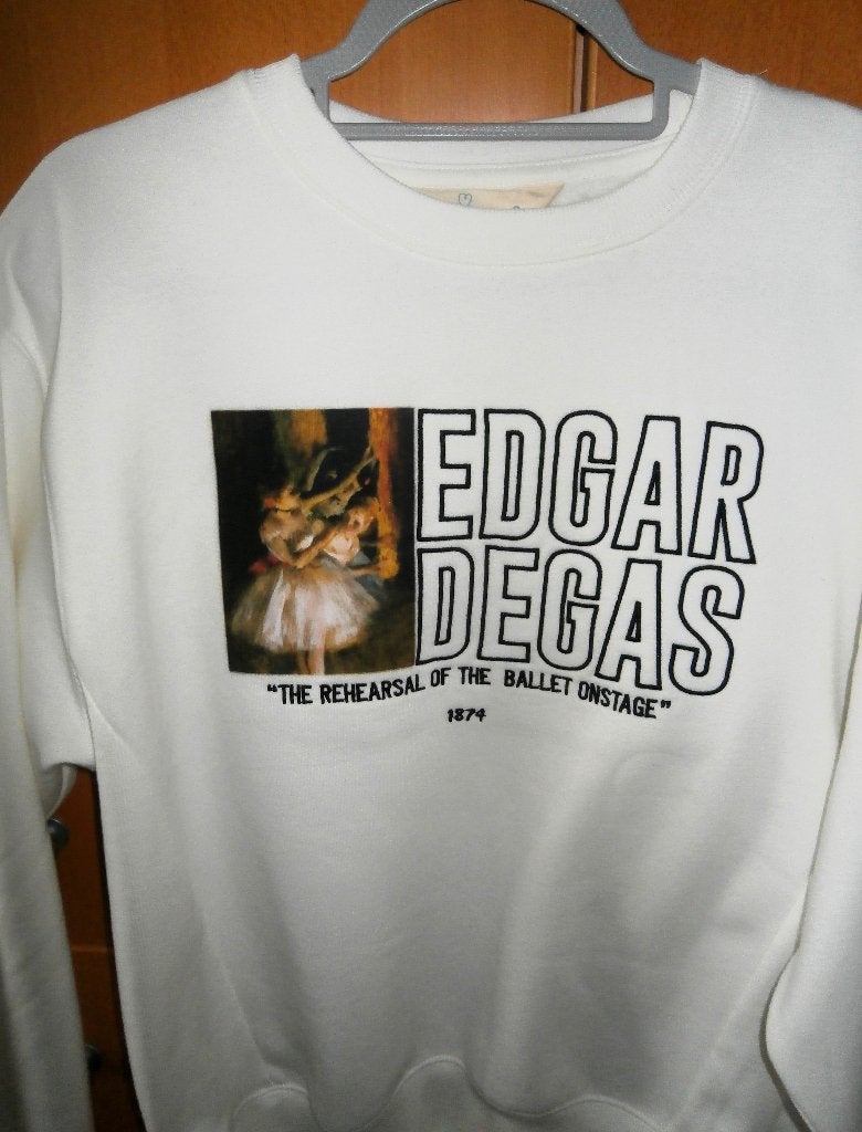 Mooi wit Art sweatshirt mt S valt als M (Edgar Degas) nieuw, Maat 38/40 (M), Wit, Nieuw, Ophalen of Verzenden