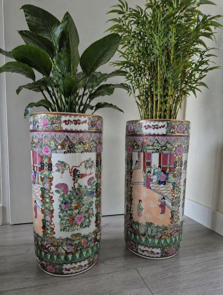 2 XL chineze vazen / bloempotten, Huis en Inrichting, Woonaccessoires | Vazen, Overige kleuren, Ophalen of Verzenden, Minder dan 50 cm