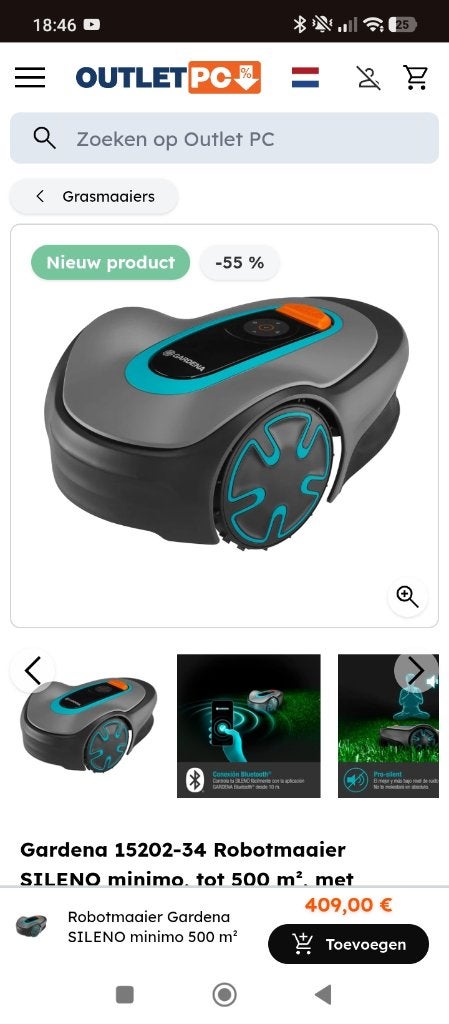 Robot grasmaaier, Ophalen, Nieuw, Meer dan 25 cm, Met regensensor