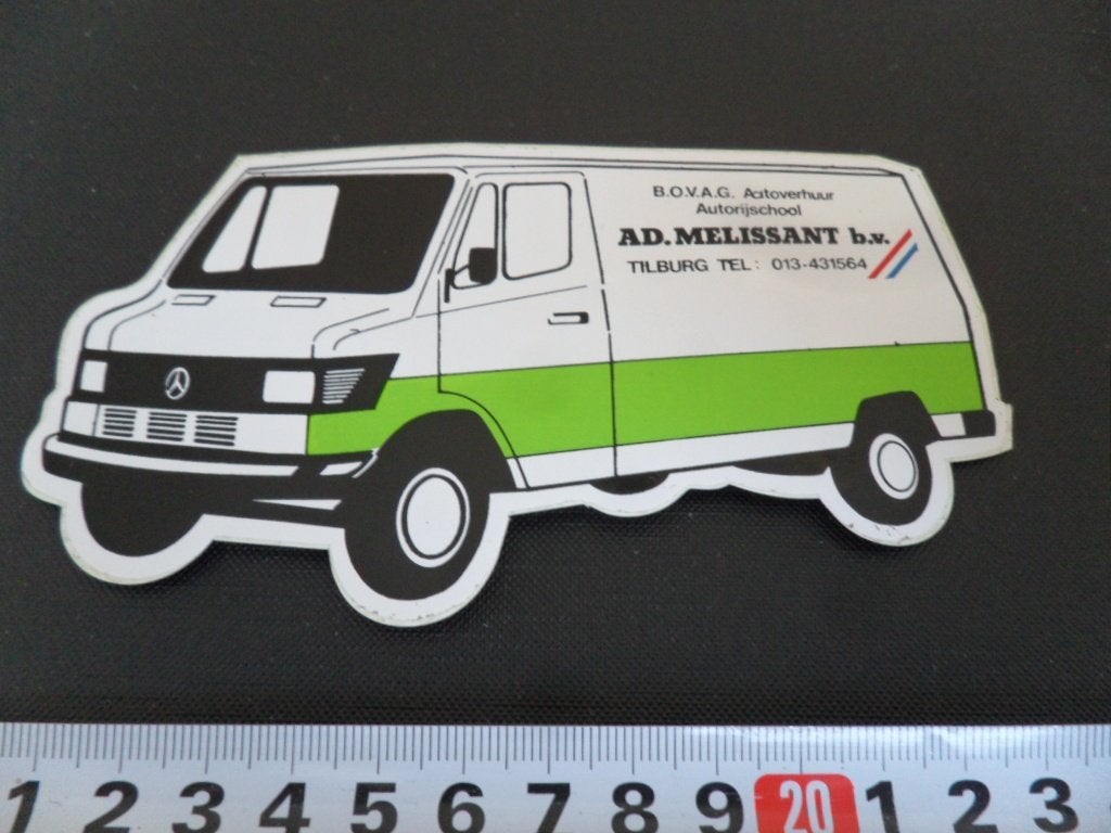 sticker Mercedes Tilburg AD. Melissant bv BOVAG Autoverhuur*, Verzamelen, Ophalen, Zo goed als nieuw