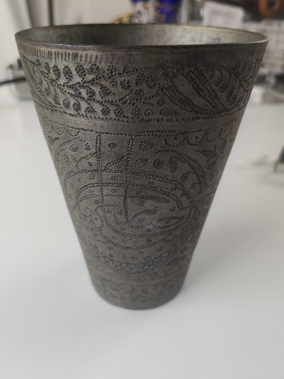 Prachtige Vintage Indiase Bruidsbeker / Lassi-beker (10 cm, Ophalen of Verzenden