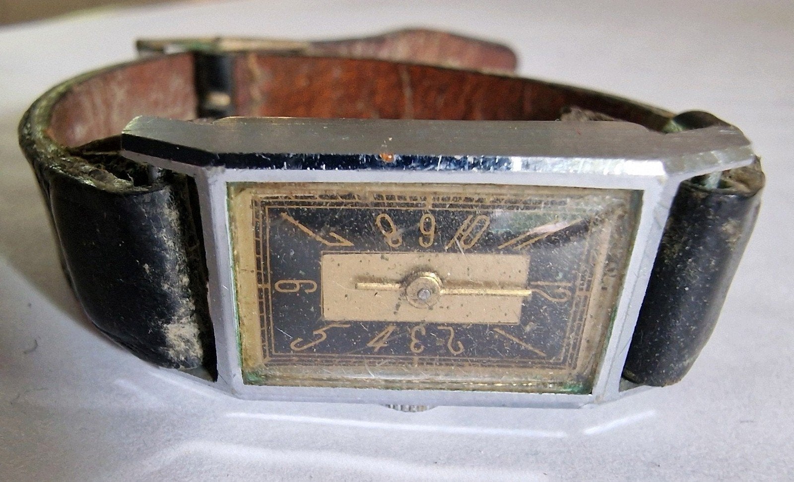 Prachtig Vintage Art Deco 'Tank' Herenhorloge – Jaren 30 – F, Ophalen of Verzenden
