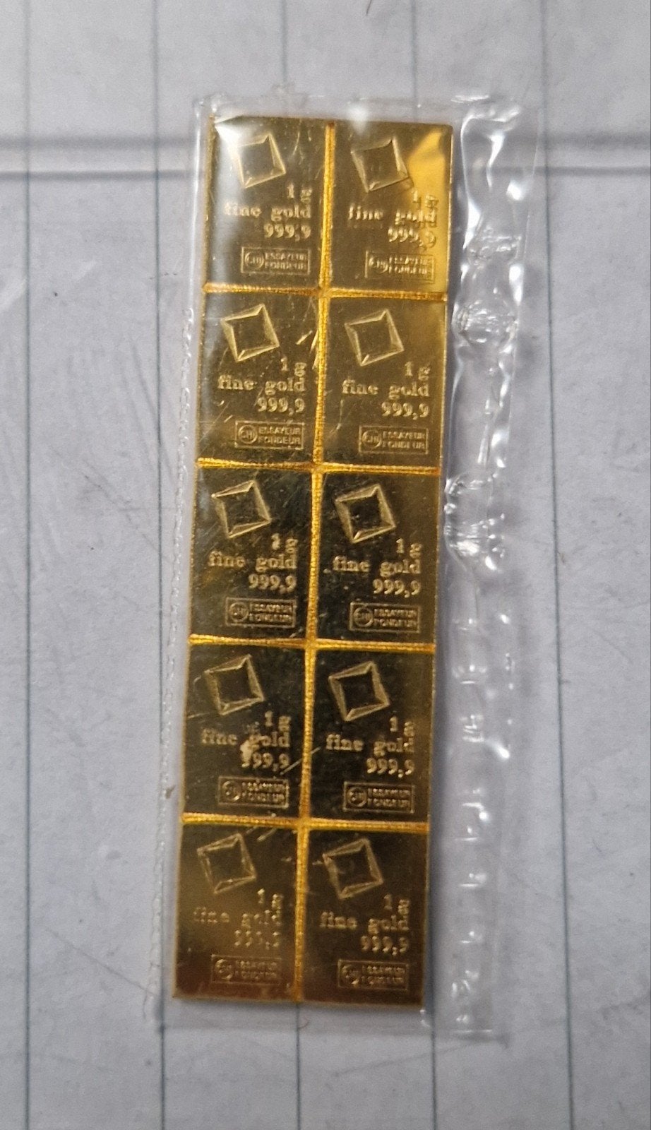Goudbaar 999.9 Fine Gold - Valcambi Suisse CombiBar, Ophalen of Verzenden, Goud