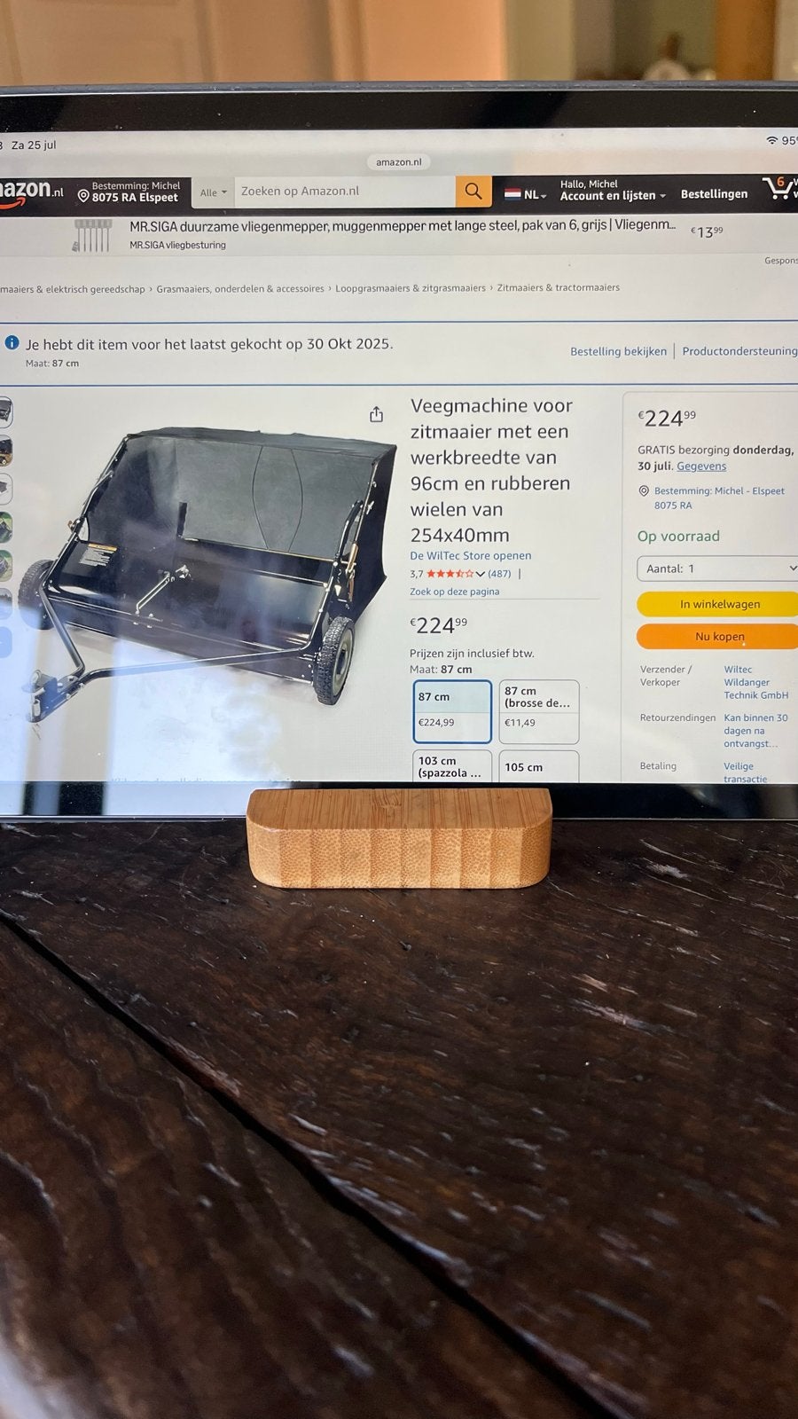 Grasveegmachine met opvangnet - 96 cm veegbreedte, Ophalen, Zo goed als nieuw