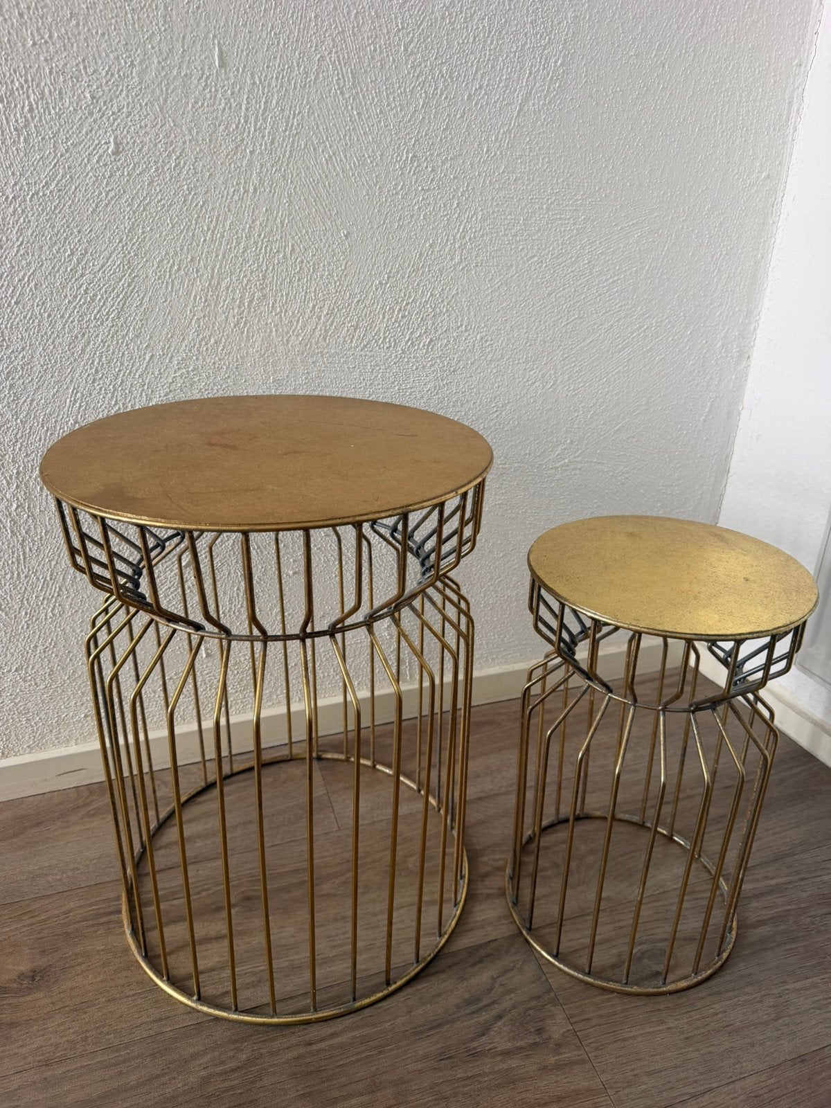 Gouden bijzettafels, Huis en Inrichting, Ophalen, Minder dan 45 cm, Minder dan 55 cm, Rond